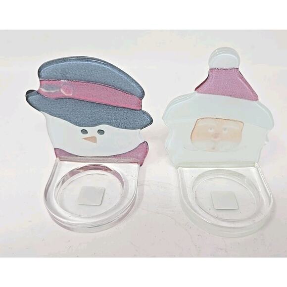 Vintage PartyLite P9466 Santa And Snowman Tealight Pair Candle Holder P17B - Picture 4 of 9